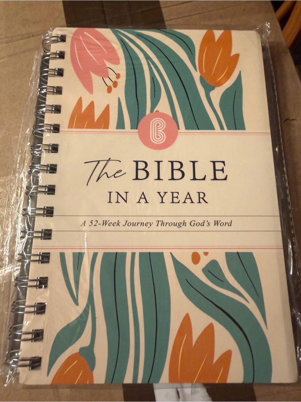 The Bible In A Year Spiral Journal — Teal & Orange Floral